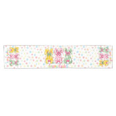 Chemin De Table Court Joyeux Pâques Polka Dot Bunnies Pâques (Horizontal)
