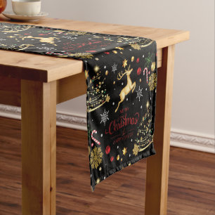 Chemin De Table Court Joyeux sapin rouge