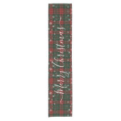 Chemin De Table Court Joyeux Snowflakes Joyeux Script Plaid Rustique (Devant)