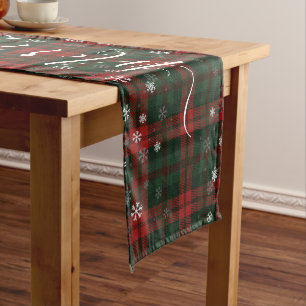 Chemin De Table Court Joyeux Snowflakes Joyeux Script Plaid Rustique