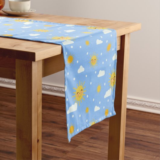 Chemin De Table Court Kawaii Blue Sky Yellow Sunshine (In Situ)
