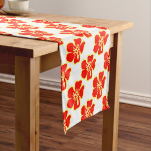 Chemin De Table Court La ketmie rouge fleurit la partie hawaïenne