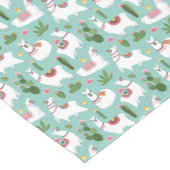 Chemin De Table Court Lamas mignons sur le motif turquoise (Coin)