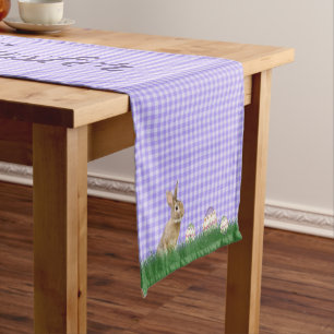 Chemin De Table Court Lapin de Pâques et Oeufs en Herbe