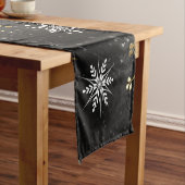 Chemin De Table Court Les flocons dorés de Noël sur l'Arrière - plan noi (In Situ)