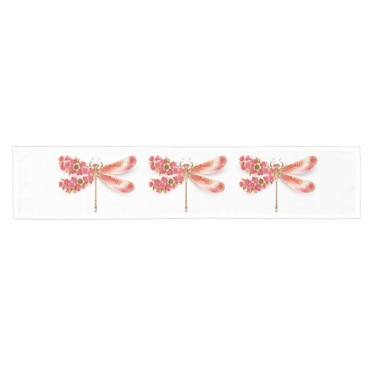 Chemin De Table Court libellule de fleurs avec sakura de bijoux (Horizontal)