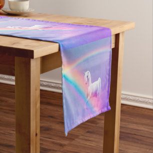 Chemin De Table Court Licorne et arc-en-ciel