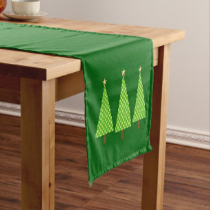 Chemin De Table Court Lime Green Polka Dot Moderne Arbre de Noël Court T