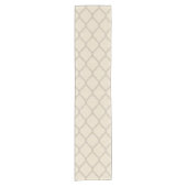 Chemin De Table Court Lin Beige et Taupe Quatrefoil marocain (Devant)