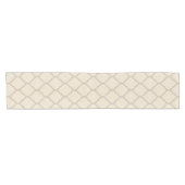 Chemin De Table Court Lin Beige et Taupe Quatrefoil marocain (Horizontal)