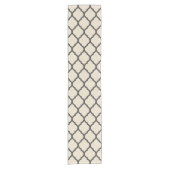 Chemin De Table Court Linge Beige et Charbon Quatrefoil marocain (Devant)