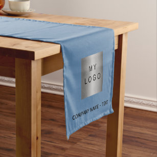 Chemin De Table Court Logo d'entreprise de salon bleu poussiéreux