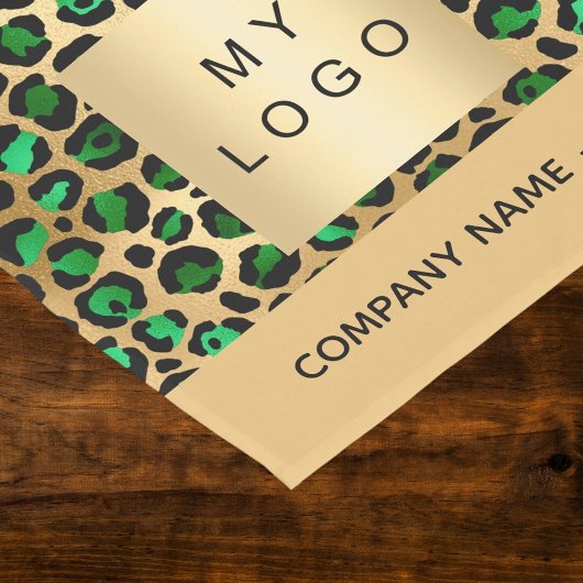 Chemin De Table Court Logo d'entreprise en or vert émail motif léopard