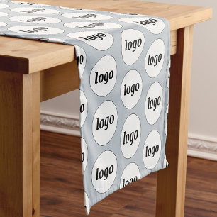 Chemin De Table Court Logo Motif de marque commerciale Poudre bleu