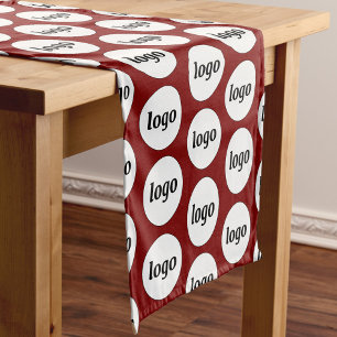 Chemin De Table Court Logo Motif Marque commerciale Bourgogne Rouge