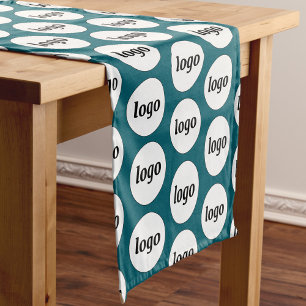 Chemin De Table Court Logo Motif Marque commerciale Turquoise vert