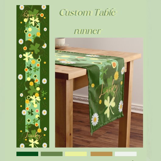 Chemin De Table Court Lucky shamrock avec Daises
