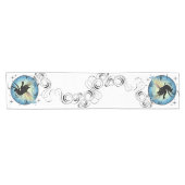 Chemin De Table Court Lune de chat cosmique et étoiles (Horizontal)