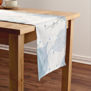 Chemin De Table Court Luxe motif Rose bleue