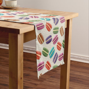 Chemin De Table Court Macarons colorés mignons Motif avec Pois
