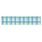 Chemin De Table Court Madras Plaid Green et Blue (Horizontal)