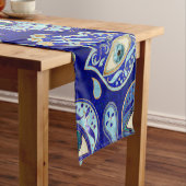 Chemin De Table Court Main Hamsa - Main de Fatima motif Minéraux Bleus (In Situ)