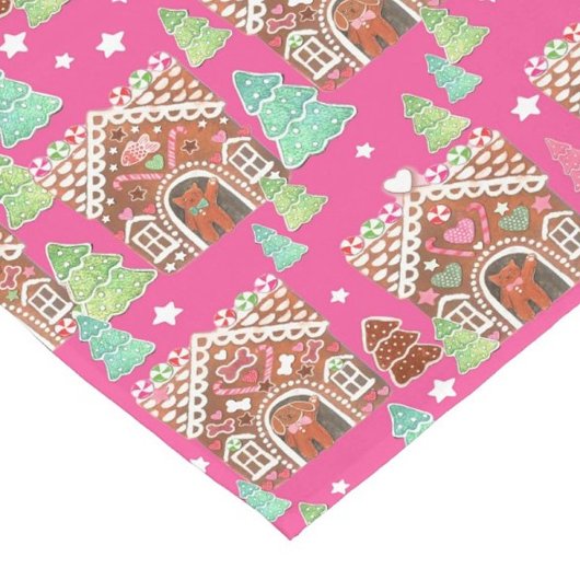 Chemin De Table Court Maison en pain d'épices avec chat en pain d'épices