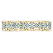 Chemin De Table Court Majolica, tuiles siciliennes, citrons agrumes (Horizontal)