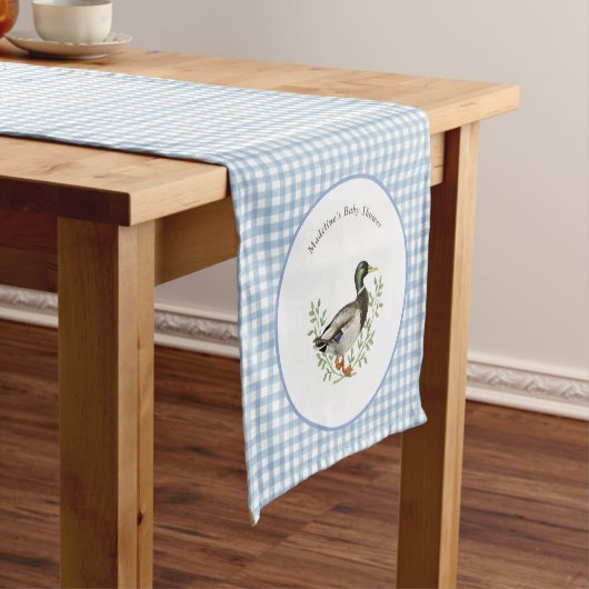 Chemin De Table Court Mallard Duck Blue Gingham Shower Table Runner (In Situ)