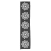 Chemin De Table Court Mandala blanc sur fond noir (Devant)