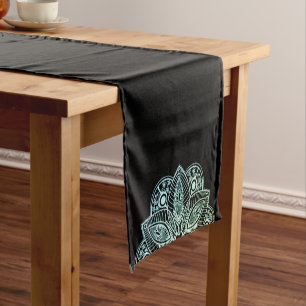Chemin De Table Court Mandala Exotic Tribal Green Gradient
