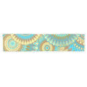 Chemin De Table Court Mandala Superposé Bleu Marron Or (Horizontal)