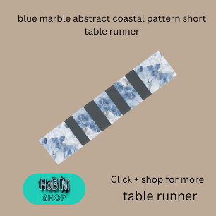 Chemin De Table Court marbre bleu abstrait motif côtier