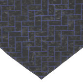 CHEMIN DE TABLE COURT MARBRE BRICK2 NOIR ET CUIR BLEU (Coin)
