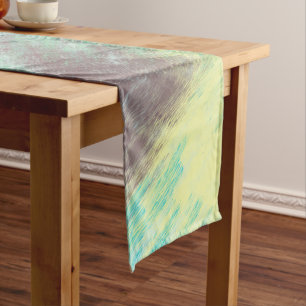 Chemin De Table Court Marbre turquoise, vert et mauve Abstrait