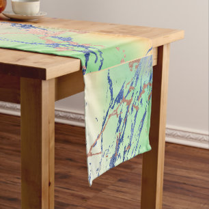 Chemin De Table Court Marbre vif Aquarelle couleur gras pastel