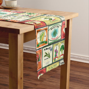 Chemin De Table Court Marchandises en conserve vintages - étiquettes de 