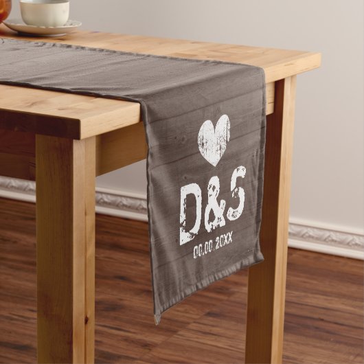 Chemin De Table Court mariage campagnard Brown à grains de bois (In Situ)