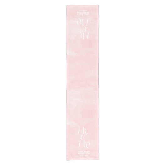 Chemin De Table Court Mariage d'aquarelle rose vif moderne (Devant)