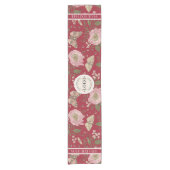 Chemin De Table Court Mariage Décor Fleur sauvage rouge Monogramme botan (Devant)