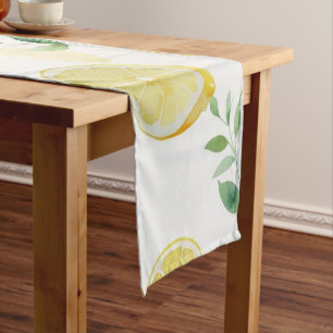 Chemin De Table Court Mariage moderne jaune citron floral écriture brida