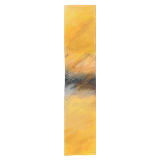 Chemin De Table Court Marigold, gris et citron brûlé abstrait (Devant)