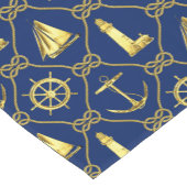 Chemin De Table Court Marine Bleu et Or Nautique (Coin)