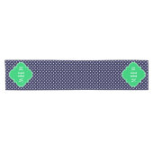 Chemin De Table Court Marine White Polka Dot Emerald Quatrefoil 3 Monogr (Horizontal)