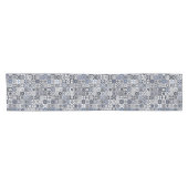 Chemin De Table Court Marocain carrelage noir, bleu, gris (Horizontal)