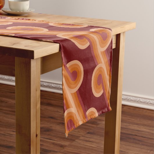 Chemin De Table Court Maroon Rouge Orange Cercles Fusion Art Motif (In Situ)