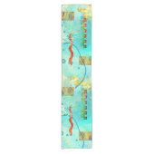 Chemin De Table Court Mayan Turquoise & Golden Misty Sky Table Runner (Devant)