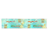 Chemin De Table Court Mayan Turquoise & Golden Misty Sky Table Runner (Horizontal)
