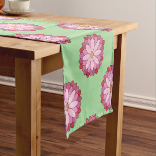 Chemin De Table Court Médaillon asiatique rose pastel Floral