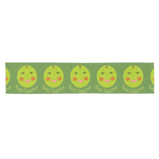 Chemin De Table Court Meilleur enseignant Joyeux Apple Table Runner (Horizontal)